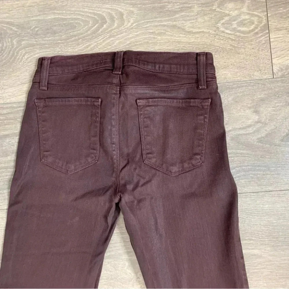 J Brand Super Skinny Lacq Pinot Waxed Coated Jeans Pant Denim burgundy Size 25 - Picture 10 of 15